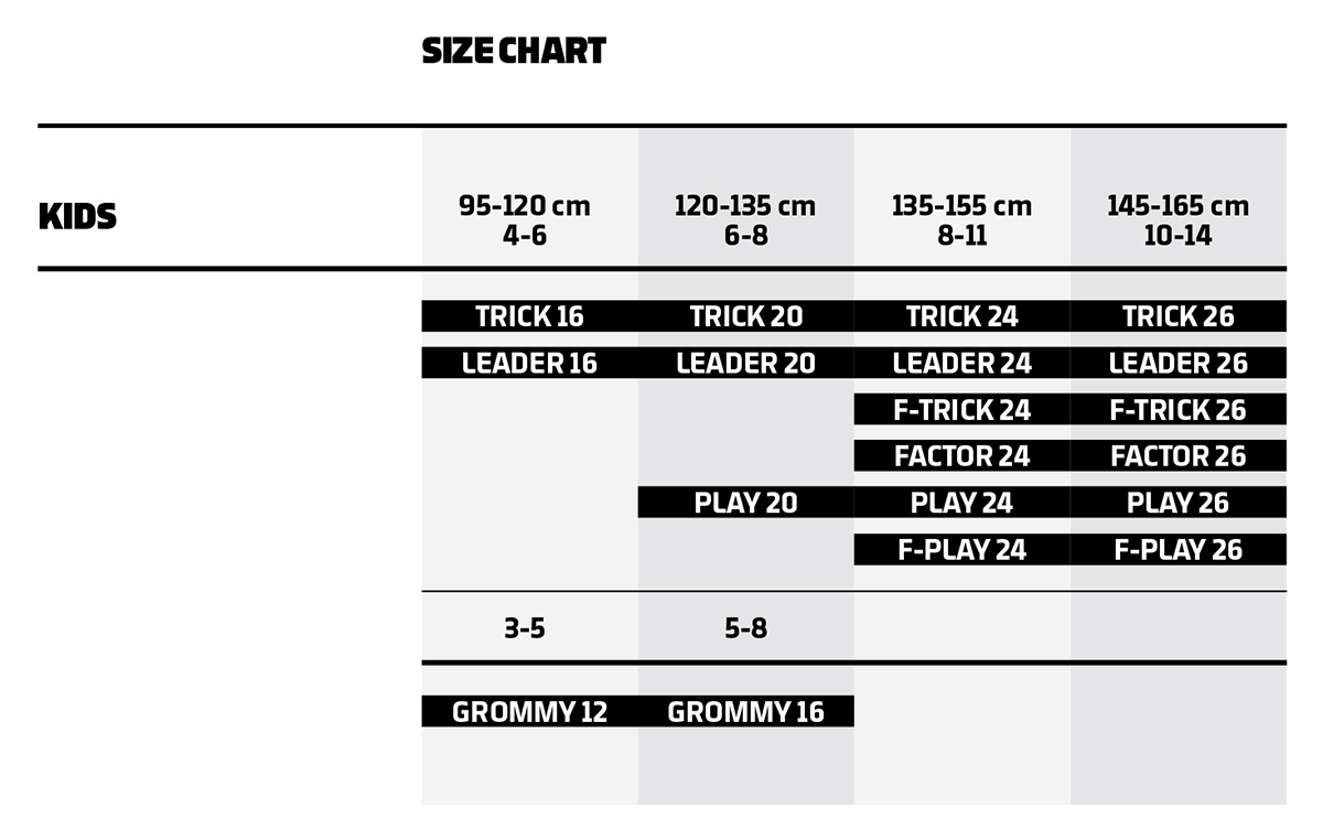 Mondraker 2025 Kids Size Guide