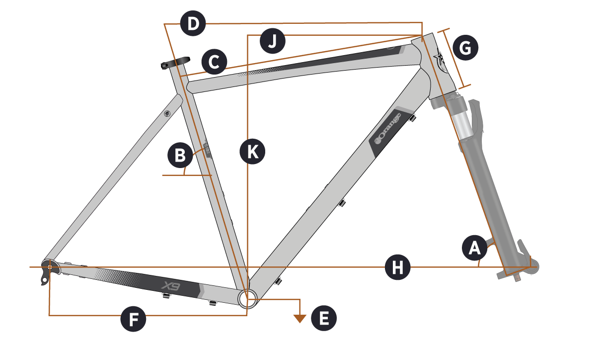 Orange 2023 X9 Frame Geometry